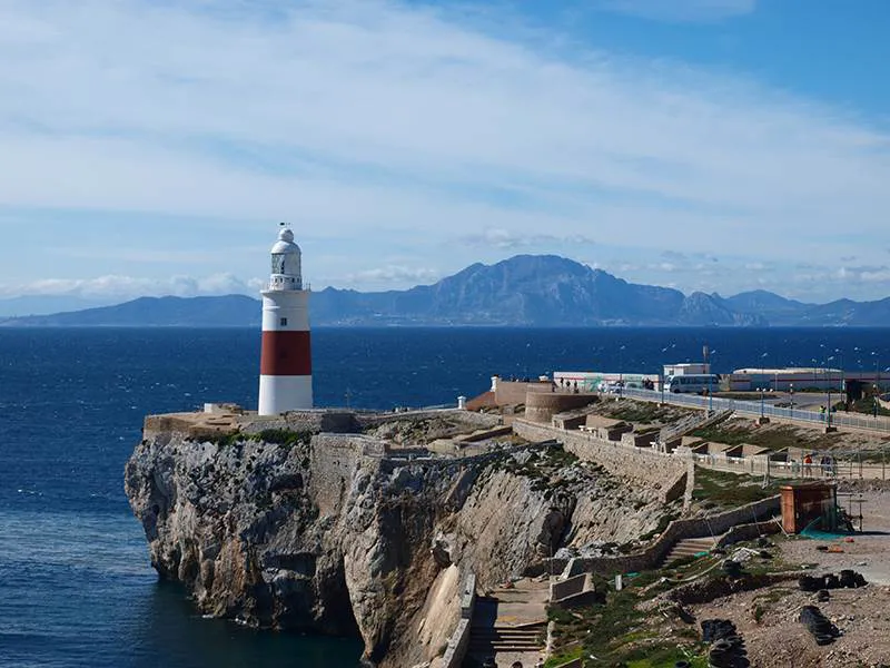 Gibraltar south to Ceuta